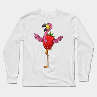 Flamingo with Strawberry Long Sleeve T-Shirt